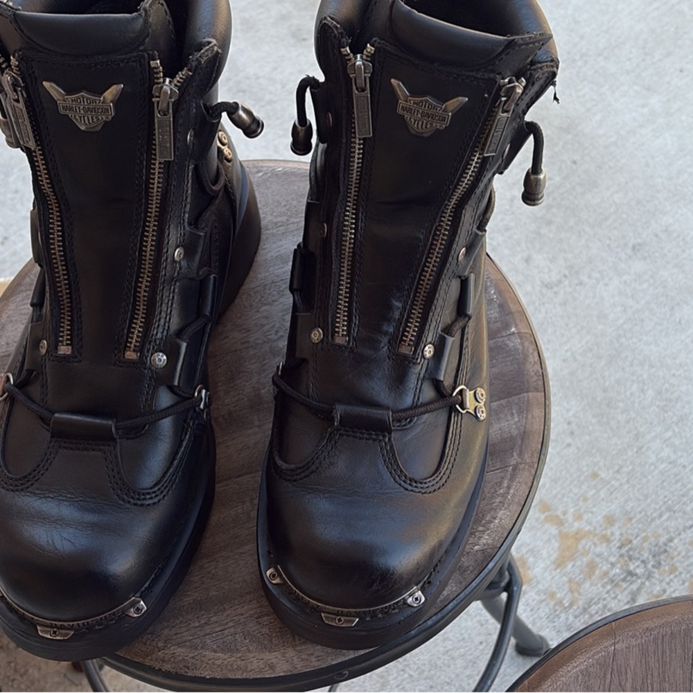 Harley-Davidson Black Leather Motorcycle Boots